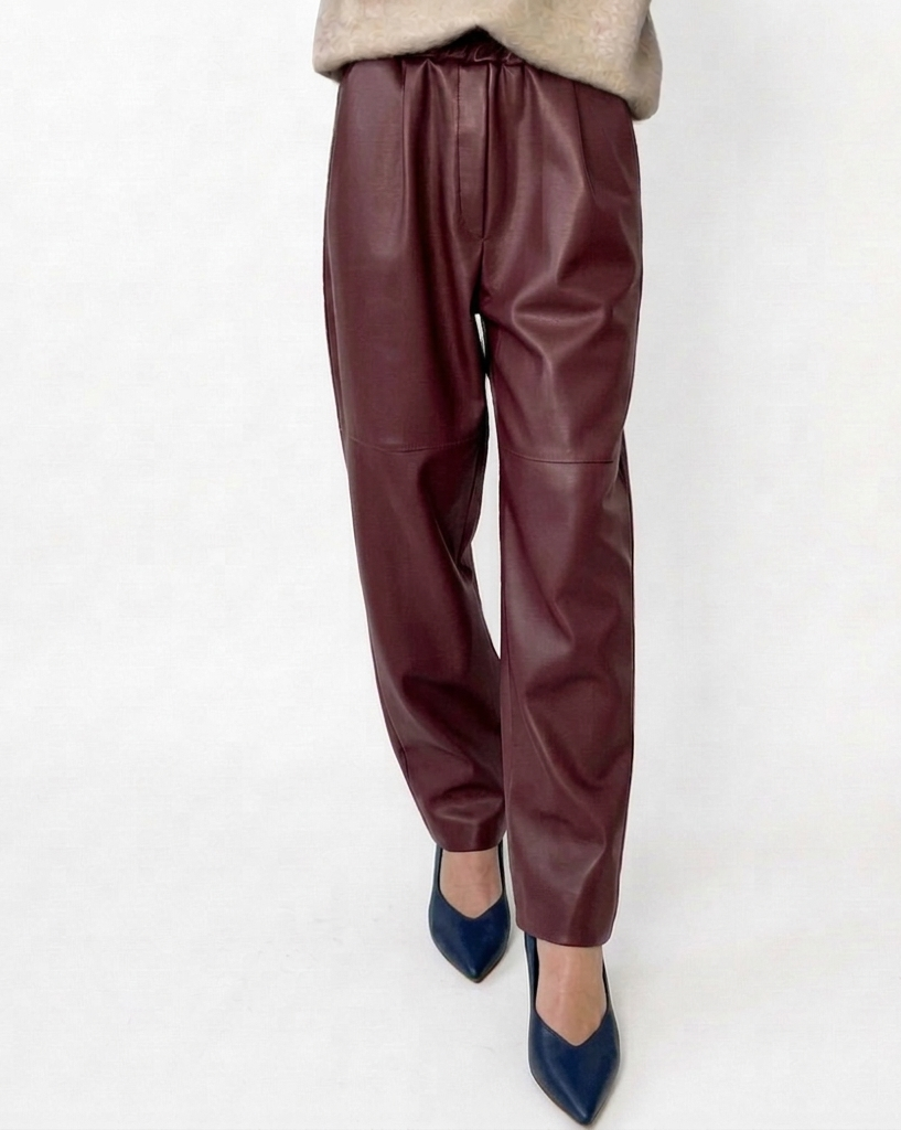 Jogger Luxe Cuir premium femme – pantalon baggy Y2K taille haute style cargo