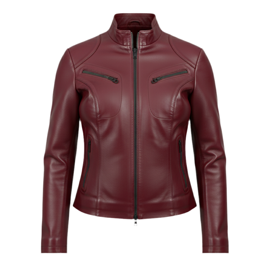 Veste en cuir d’agneau – Bikergirl Tiffany