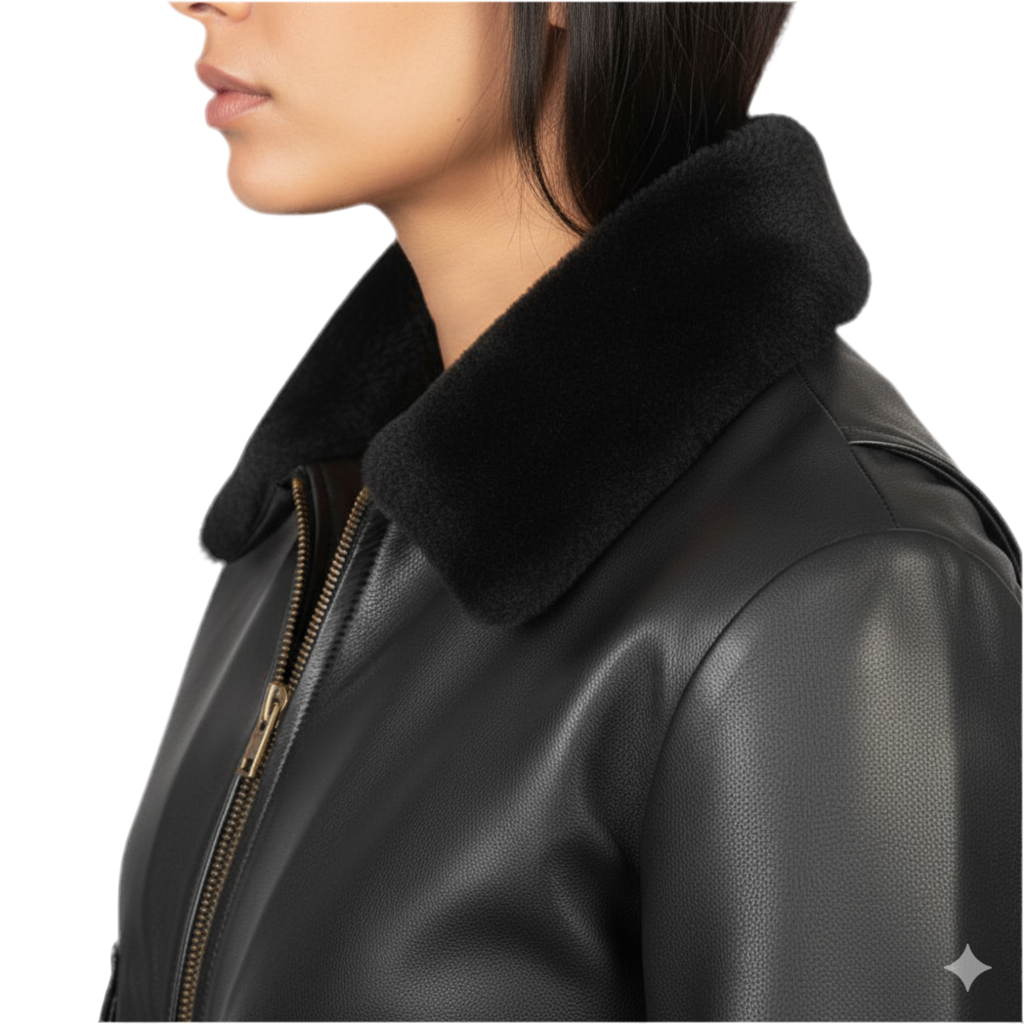 AMBER G-1 Veste bomber en cuir noir My Store