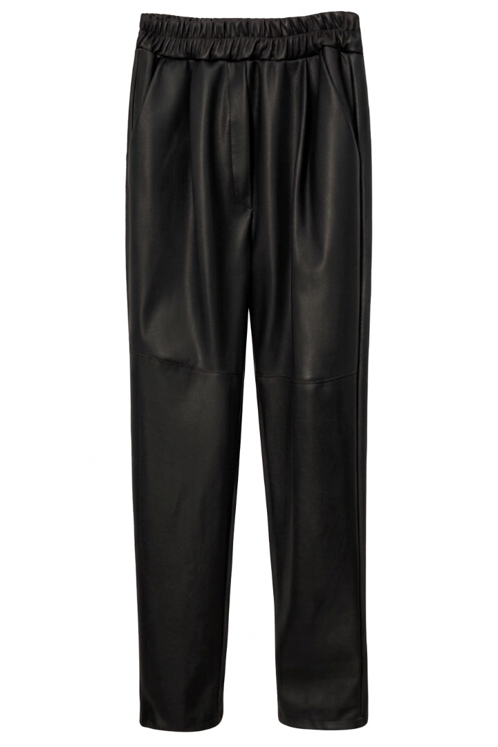 Pantalon cuir premium femme coupe baggy taille haute design cargo