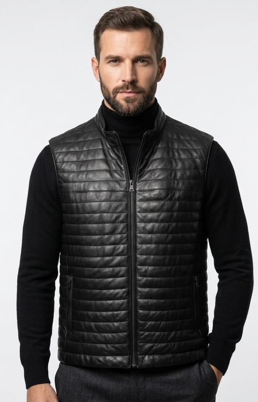 Gilet en cuir homme premium – cuir véritable, style élégant et intemporel