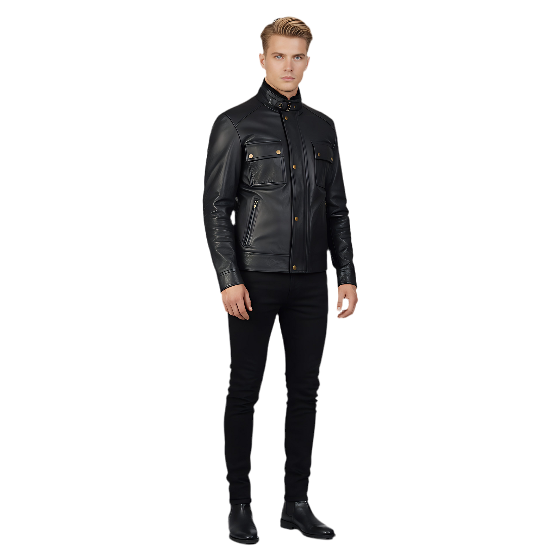Bouch Distressed Leather Biker Jacket Marrakchi