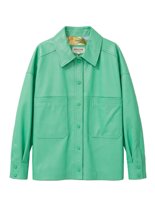 Chemise cuir femme verte oversize moderne et confortable