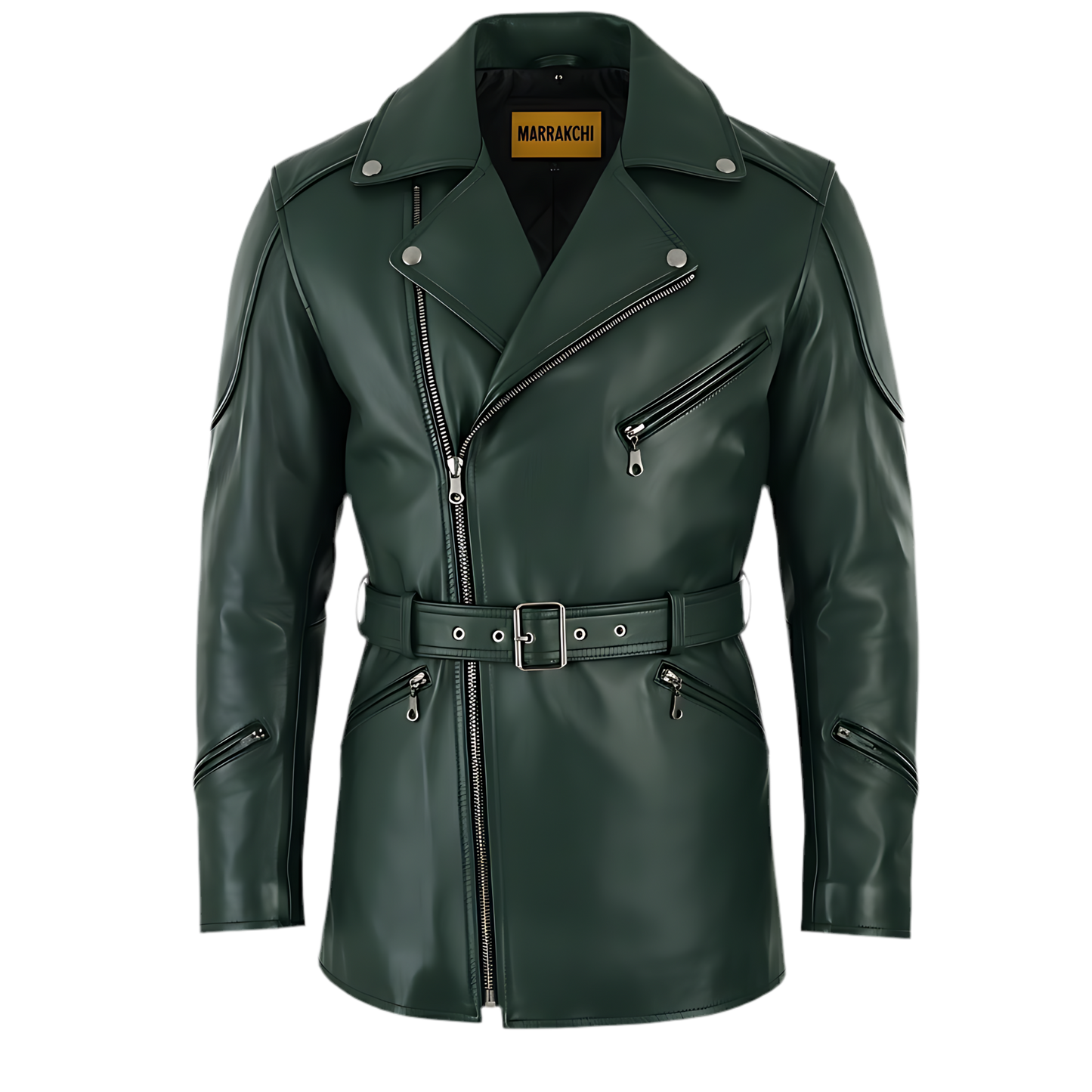 Manteau homme long Cuir en laine vert foncé – FÈSI Marrakchi