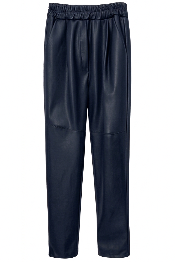 Pantalon cuir premium femme coupe baggy taille haute design cargo cuir 