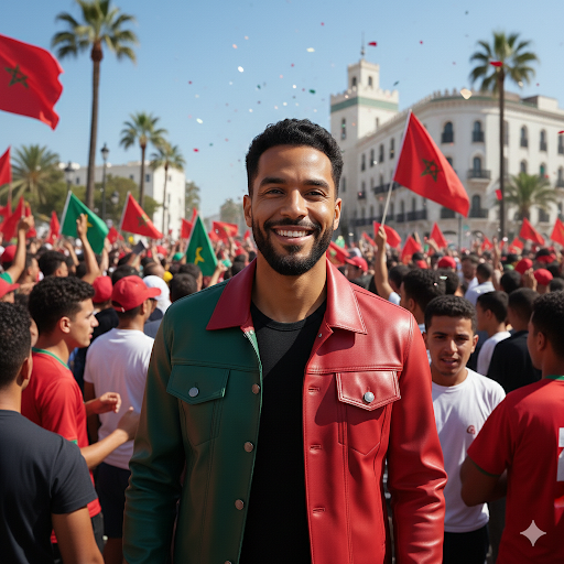 Atlas Lion – Veste en cuir premium style denim | Édition Maroc  🇲🇦🦁