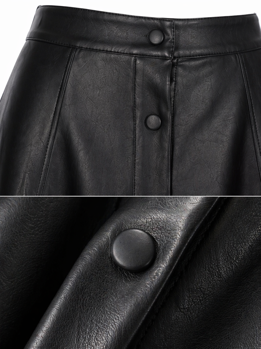 Jupe noire en cuir premium coupe A pour femme, design luxe MRKSHI