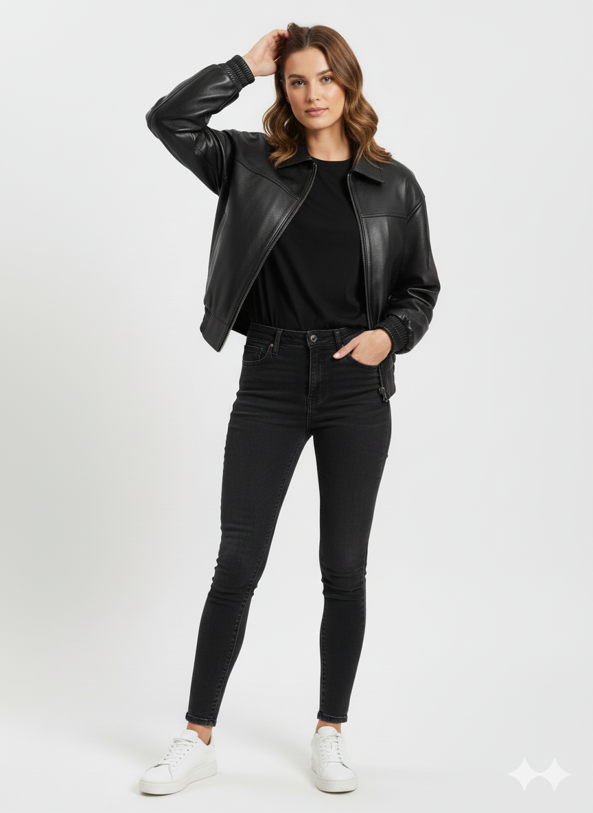 Blouson Bomber en cuir pour femme – Cleo