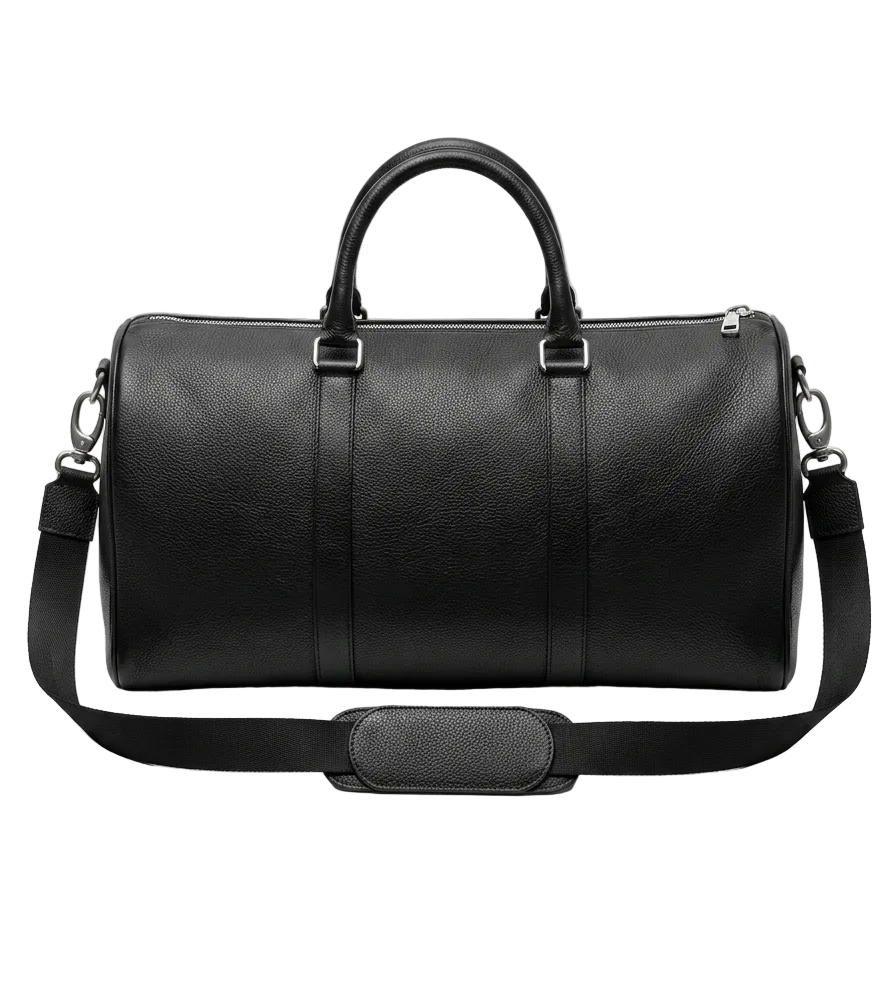 Sac voyage cuir homme noir premium avec bandoulière