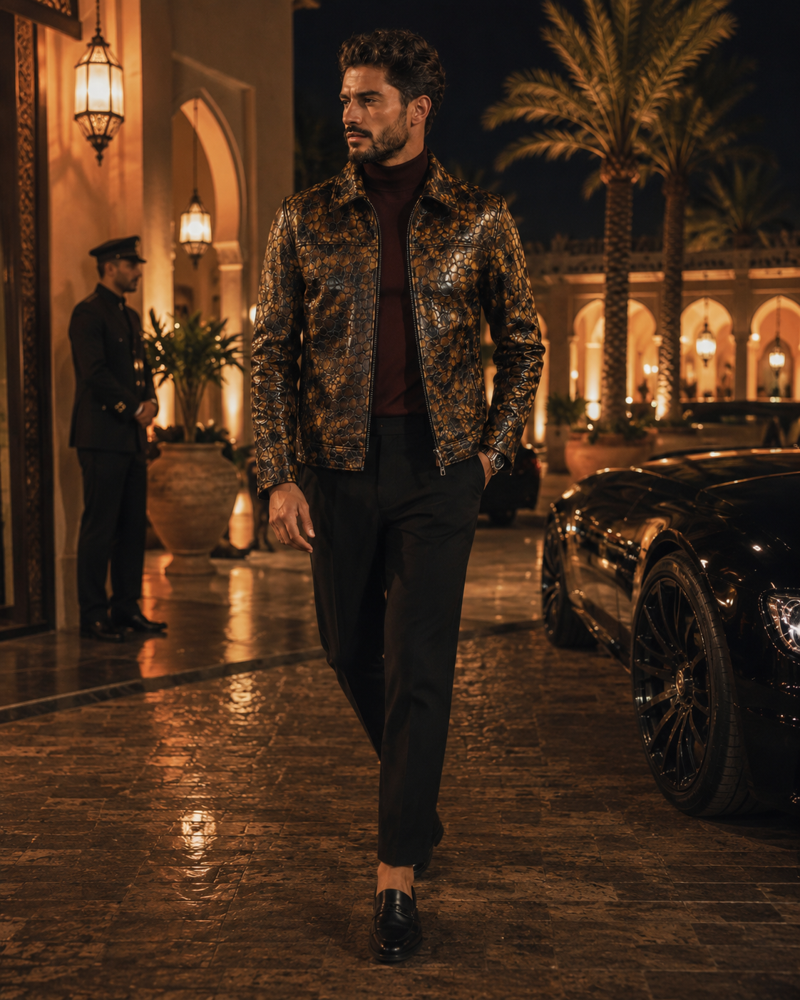Veste en cuir véritable à motif reptile One in a Million (LIMITED EDITION)