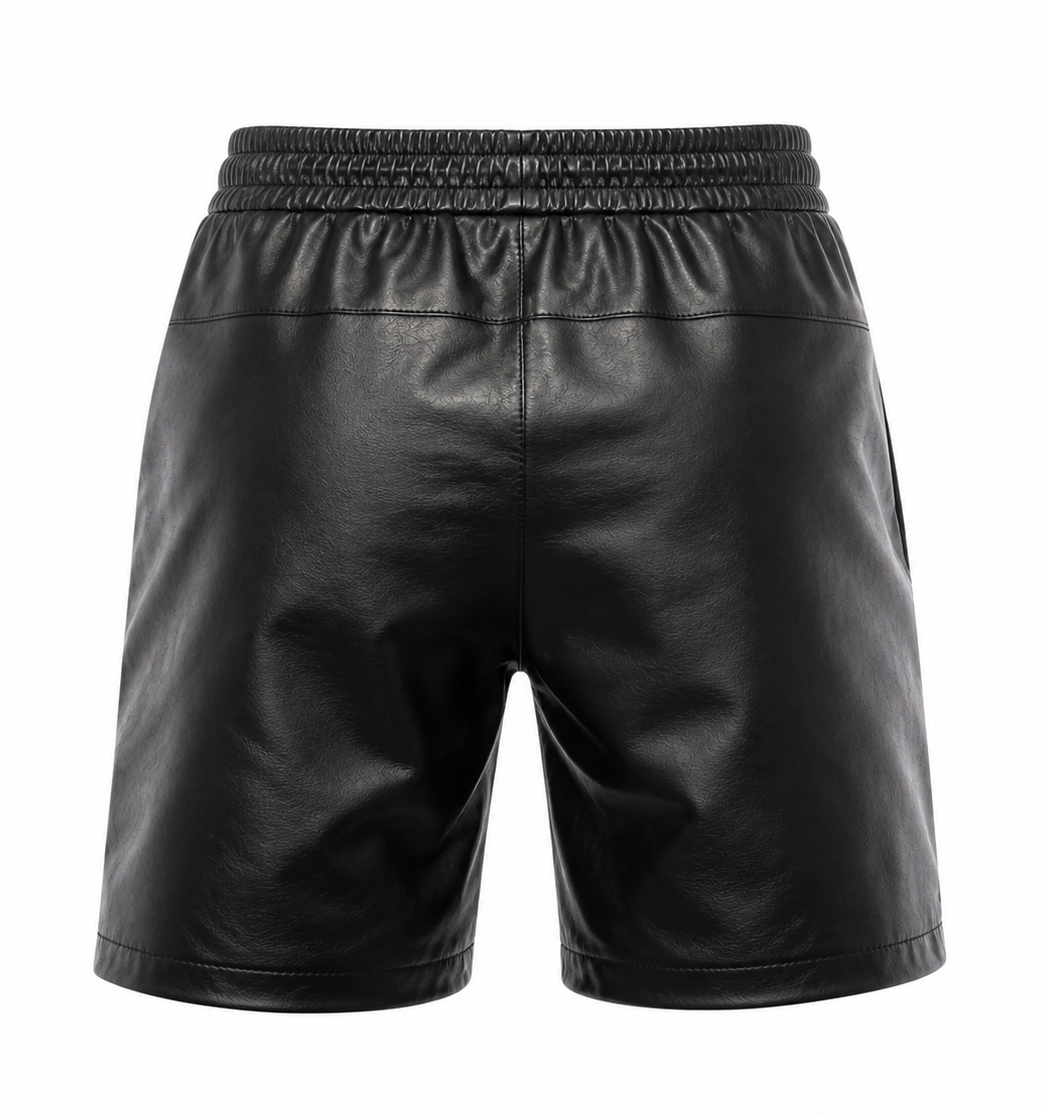 Short en cuir premium unisexe – coupe oversize été cuir véritable noir