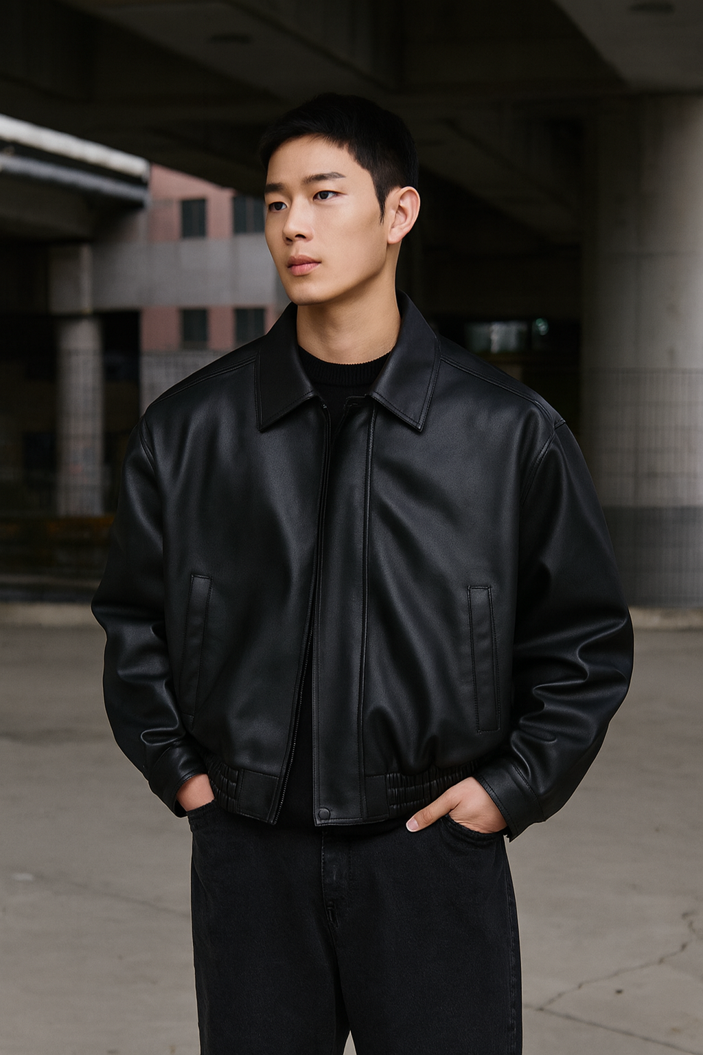 Veste Oversize en Cuir pour Homme – Style Casablanca Urbain Minimaliste