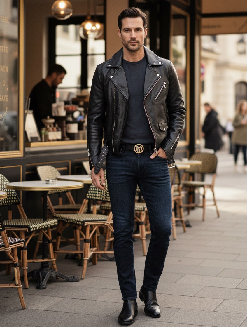 Nuit Saharienne Marrakchi Signature Belt 32 mm - Black | Golden Buckle