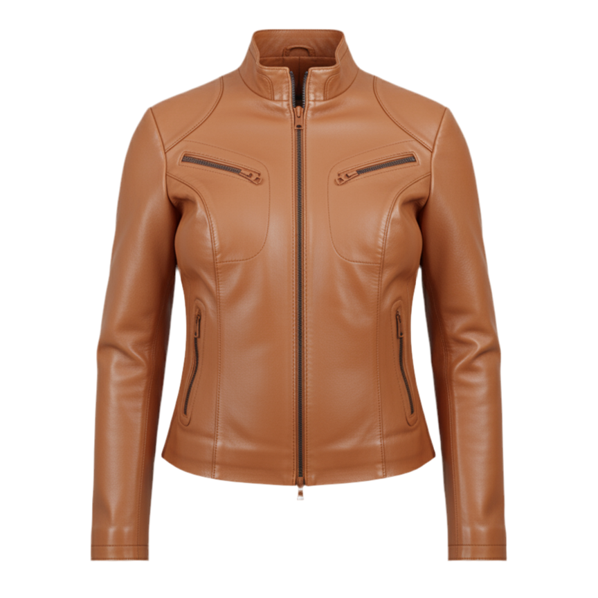 Veste en cuir d’agneau – Bikergirl Tiffany