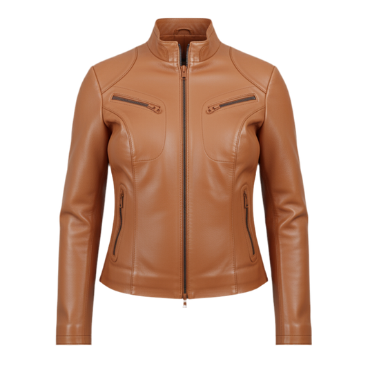 Veste en cuir d’agneau – Bikergirl Tiffany