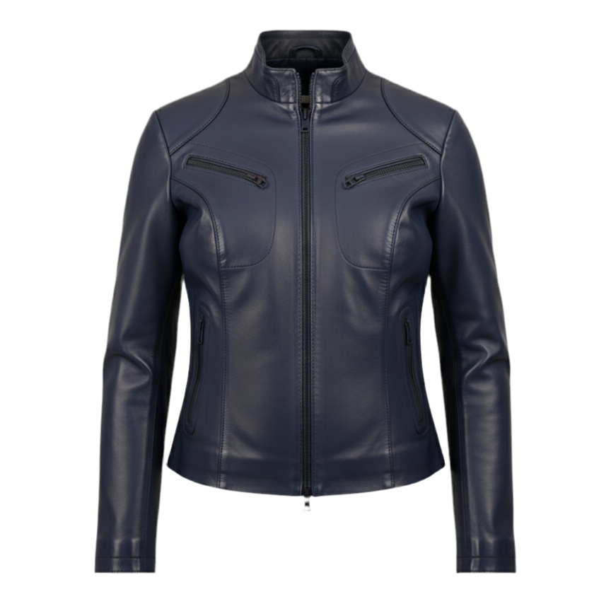 Veste en cuir d’agneau – Bikergirl Tiffany