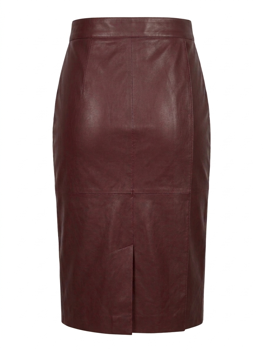 jupe cuir femme marron nappa élégante longueur genou luxe