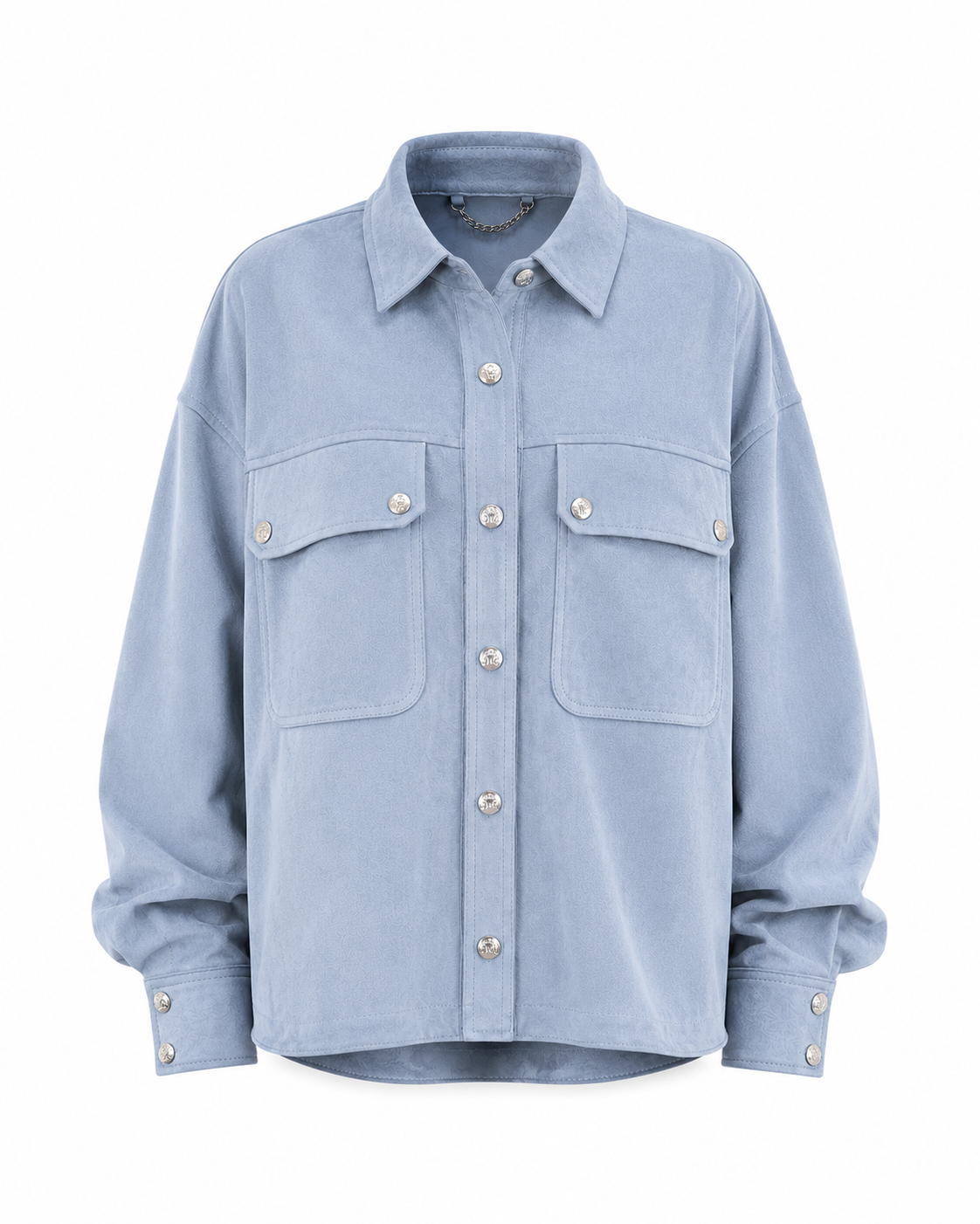Chemise oversize en daim premium cuir de chèvre MRKSHI en Beige Sable et Bleu Ciel