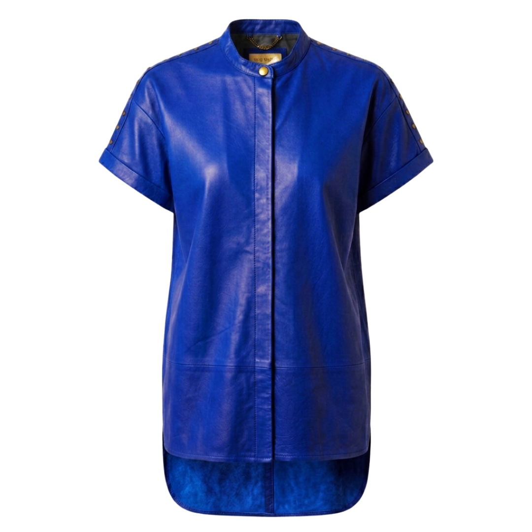chemise cuir femme nappa doux luxe été clouté élégant