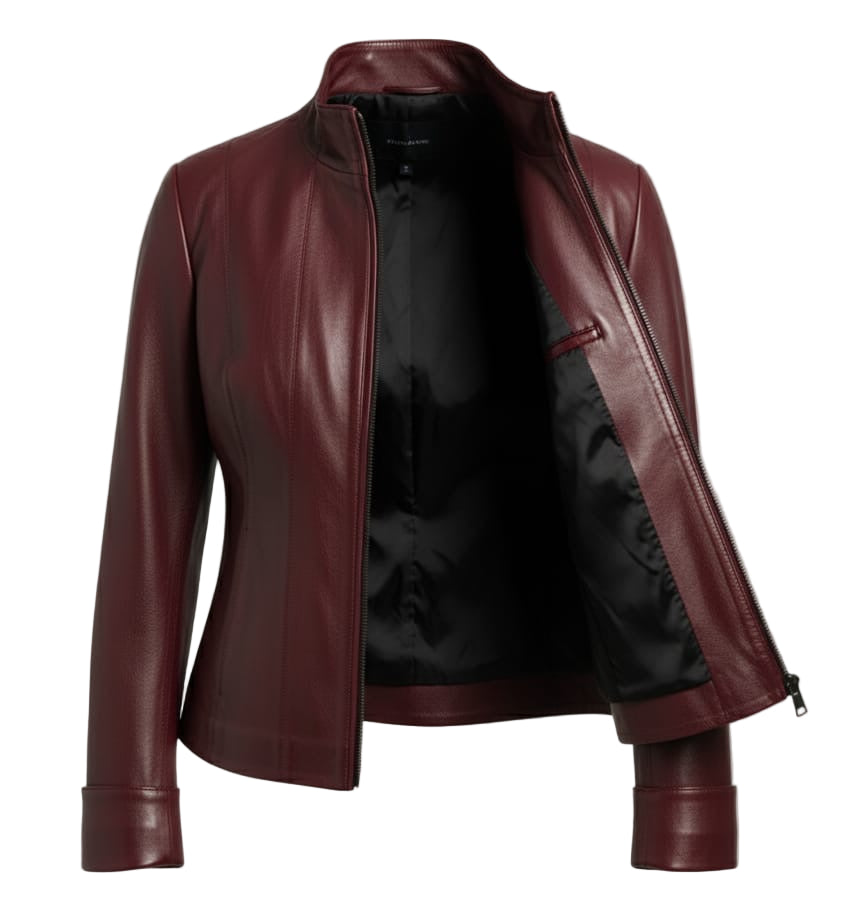Veste Biker en cuir pour femme – Modèle Bugatti