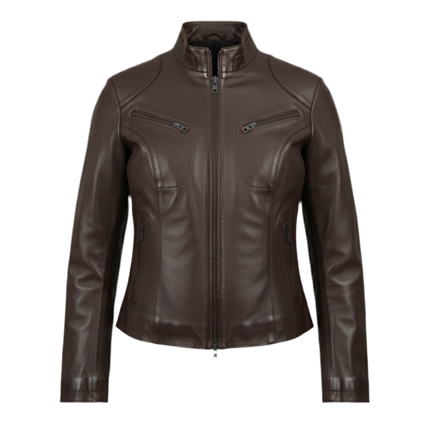 Veste en cuir d’agneau – Bikergirl Tiffany