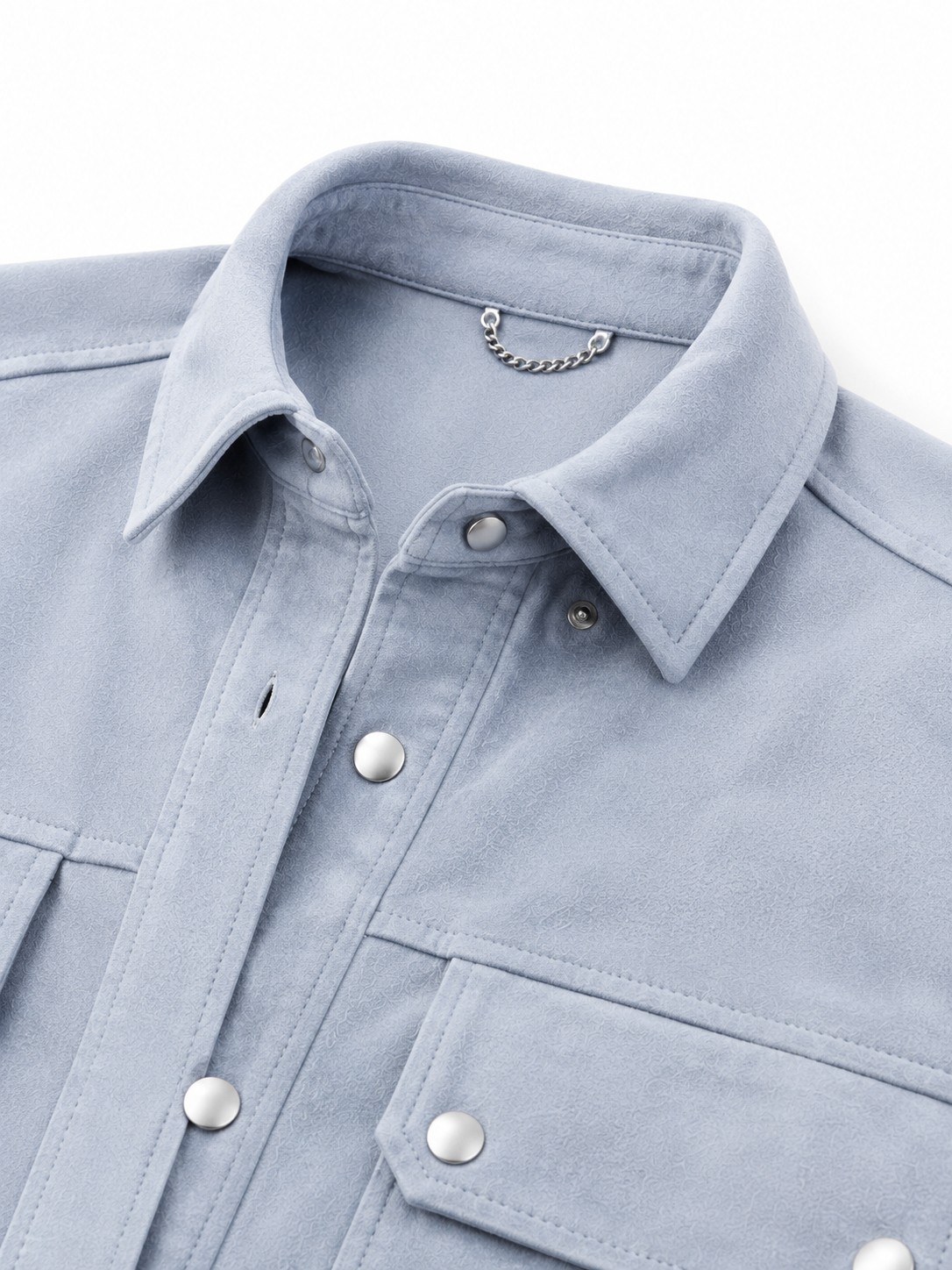 Chemise Oversize en Daim Premium Cuir de Chèvre – Beige Sable & Bleu Ciel | MRKSHI