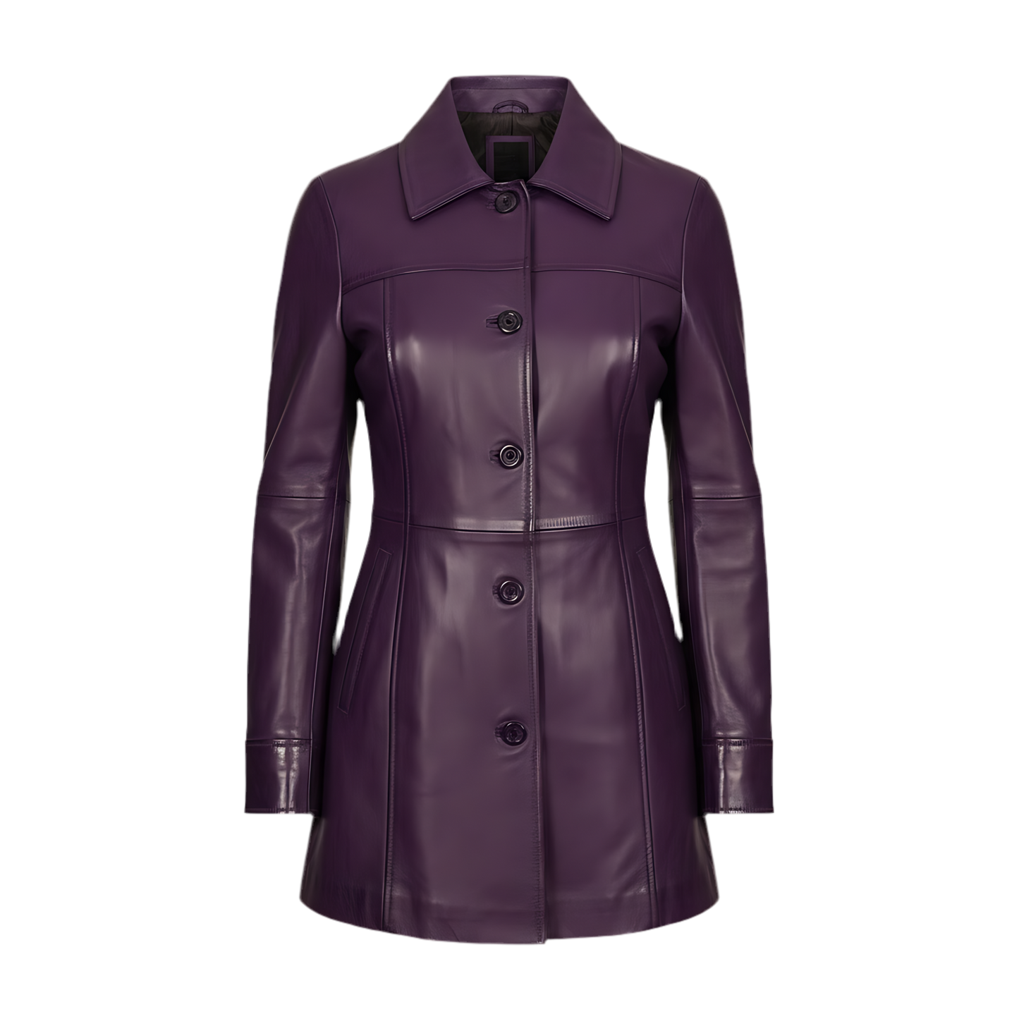 Manteau long d'hiver en cuir d'agneau violet pour femme – MARRAKCHI Jamila Marrakchi