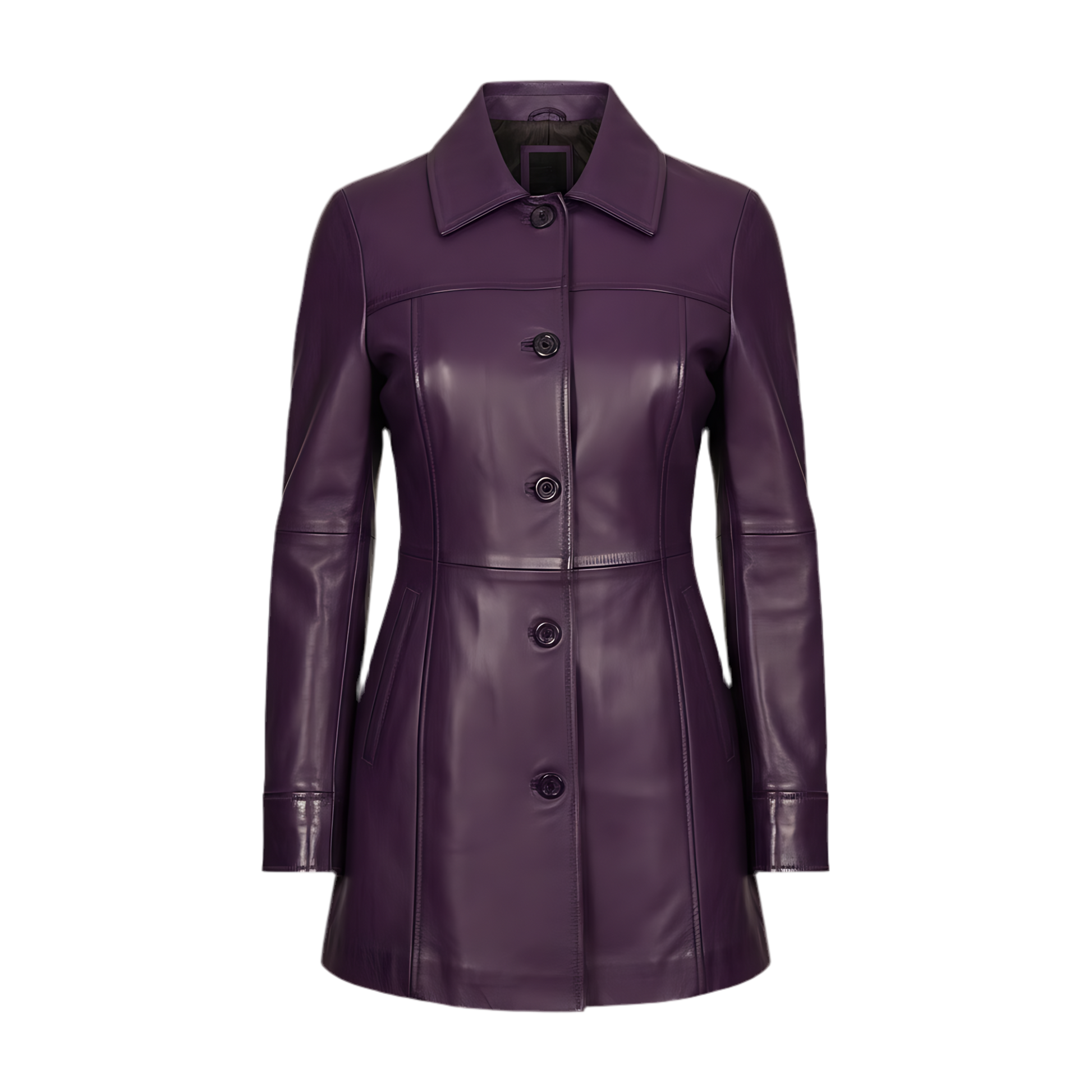 Manteau long d'hiver en cuir d'agneau violet pour femme – MARRAKCHI Jamila Marrakchi