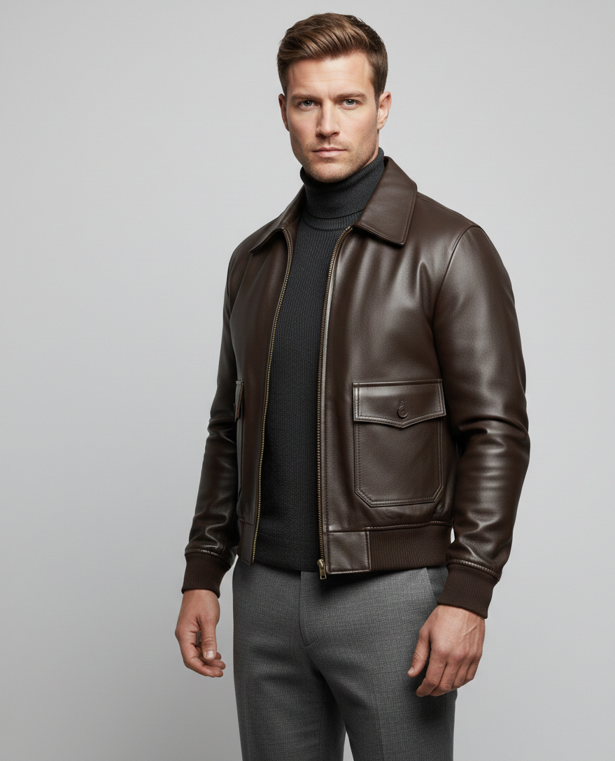 Blouson en Cuir Veritable - Aviator / hiver-printemps