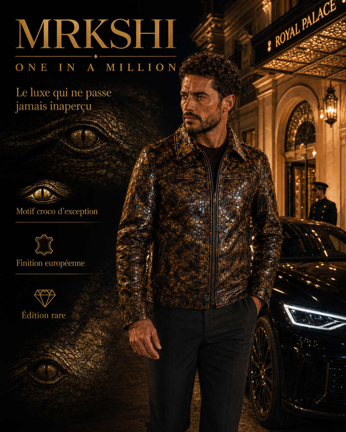 Veste en cuir véritable à motif reptile One in a Million (LIMITED EDITION)
