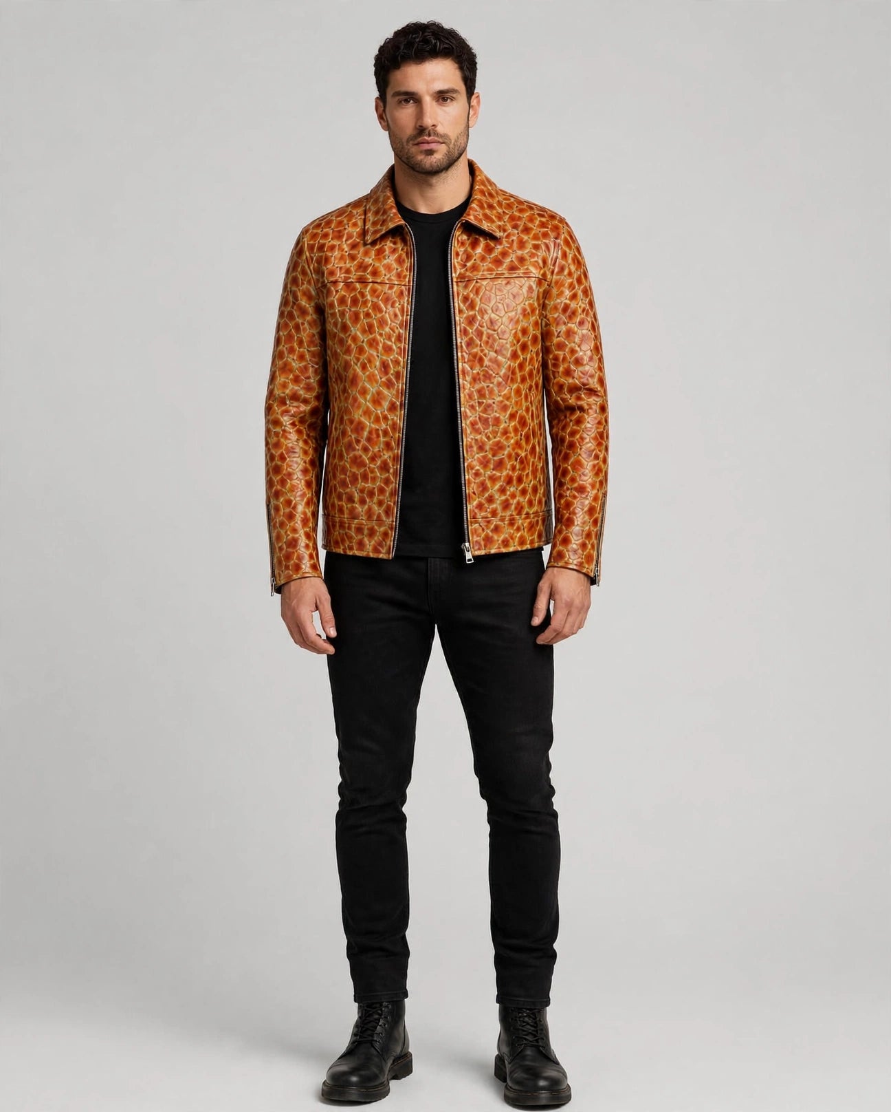 Veste AMBER SCALE - Cuir de Vachette Reptile Édition Marrakech Night