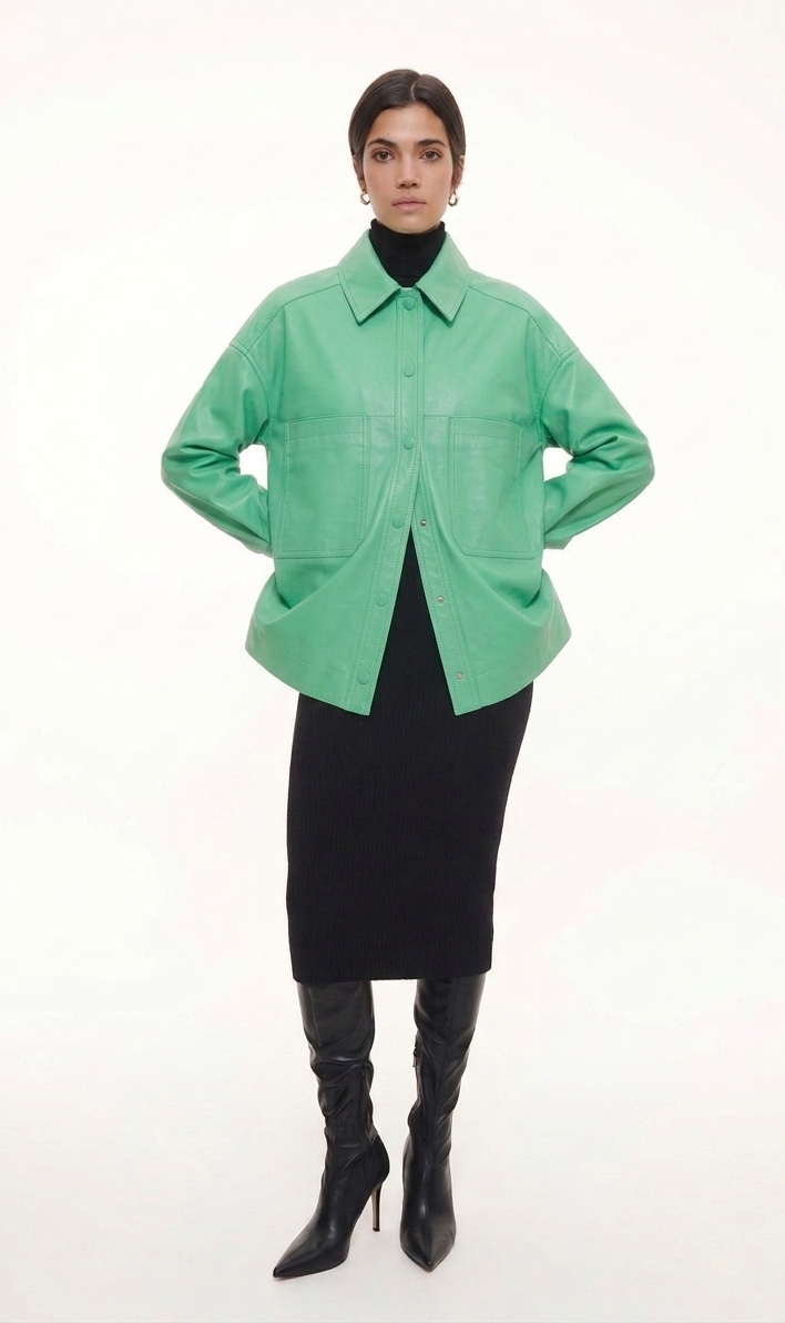 Chemise cuir femme légère été en cuir véritable