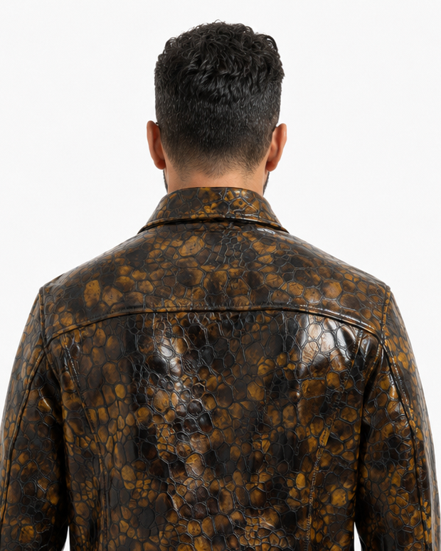 Veste en cuir véritable à motif reptile One in a Million (LIMITED EDITION)