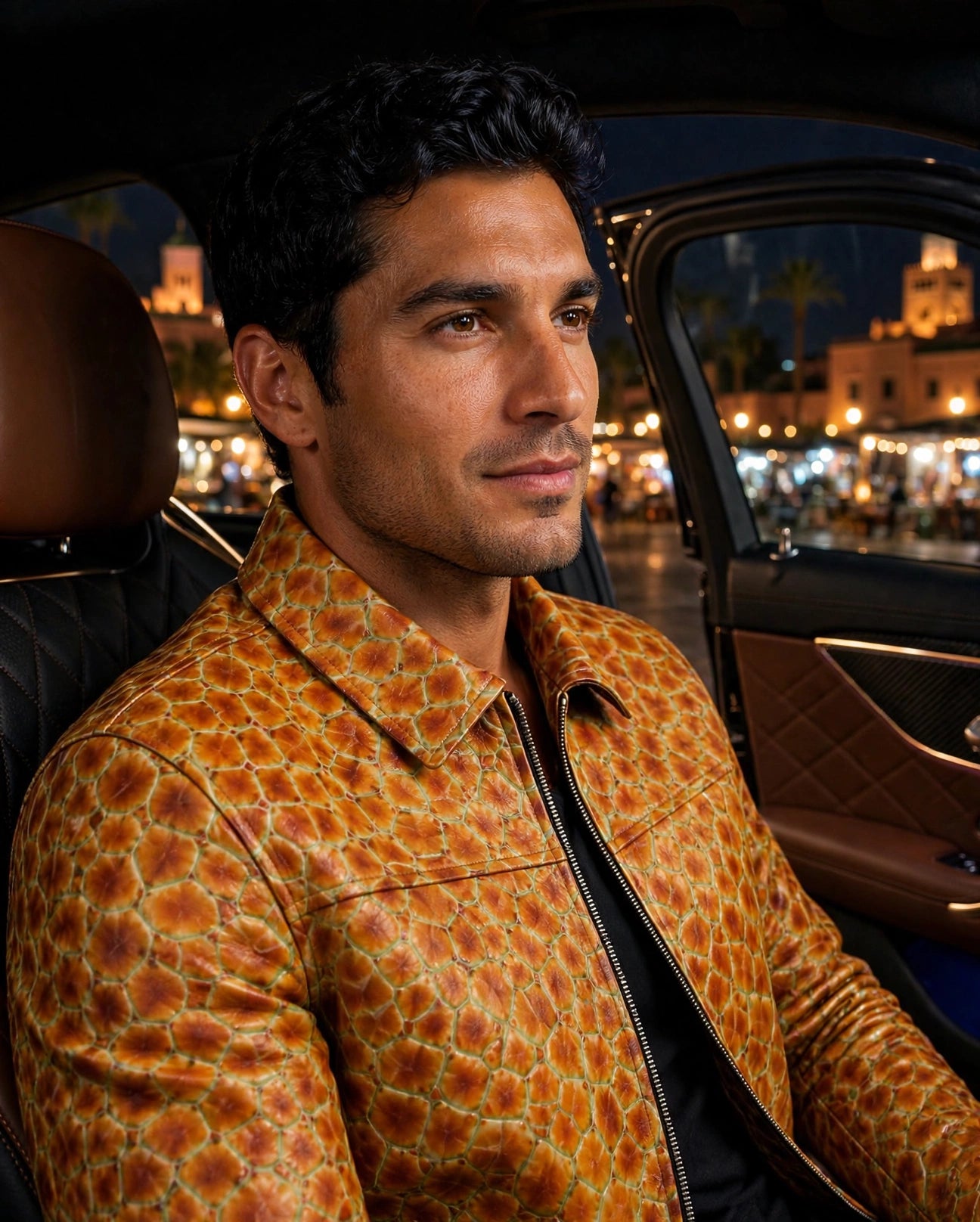 Veste AMBER SCALE - Cuir de Vachette Reptile Édition Marrakech Night