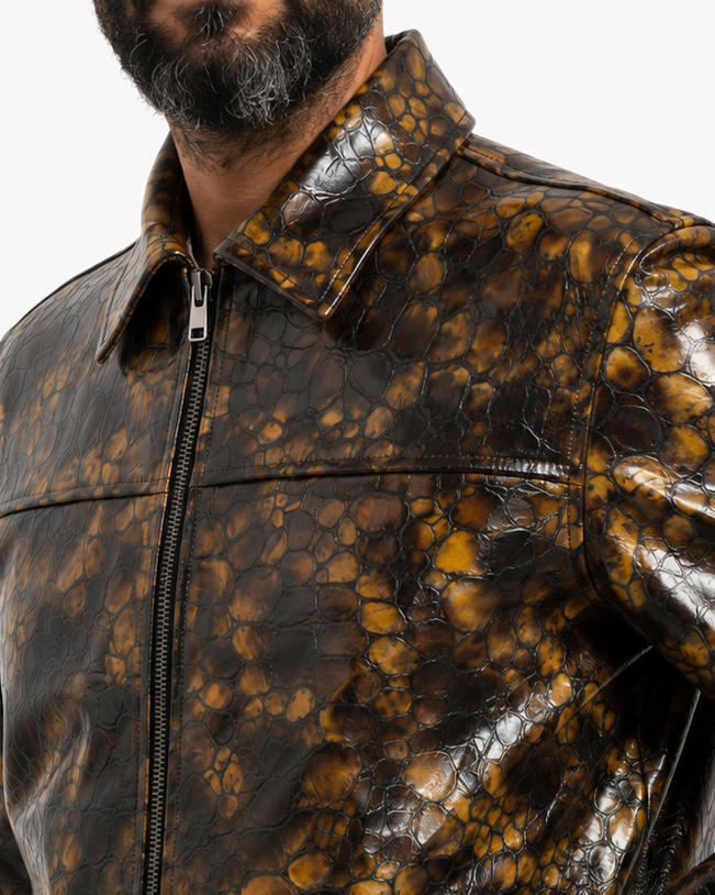 Veste en cuir véritable à motif reptile One in a Million (LIMITED EDITION)