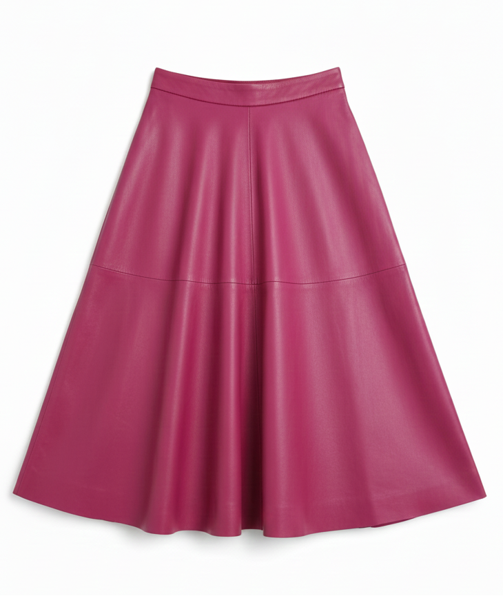 Jupe Viola Miles en cuir d’agneau – Violet Élégant | Collection 2026