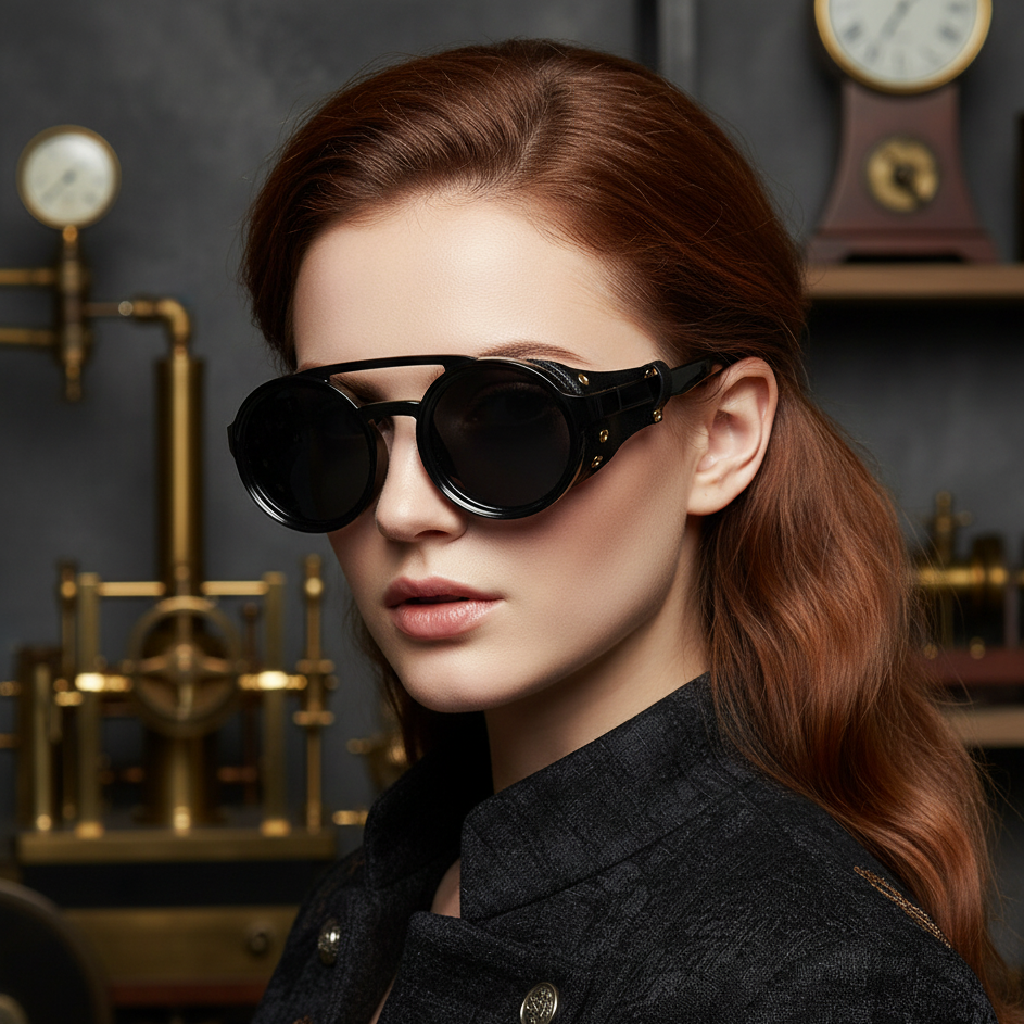 Lunettes Vintage Rondes Rétro – Steampunk Unisexe UV400