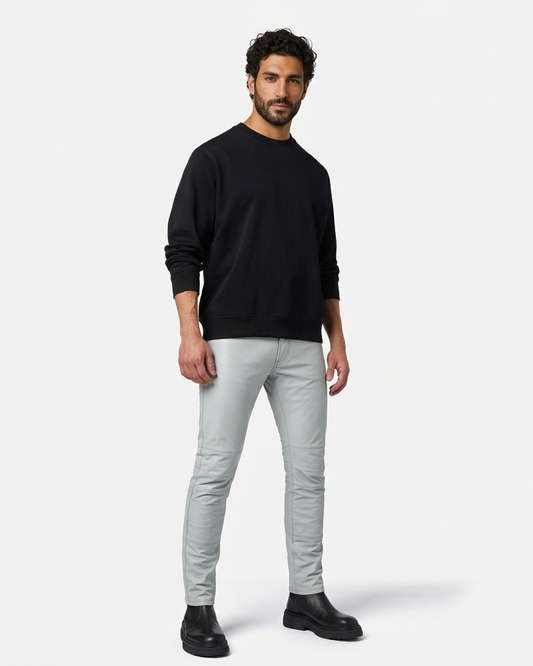 Pantalon cuir homme crème moderne et confortable