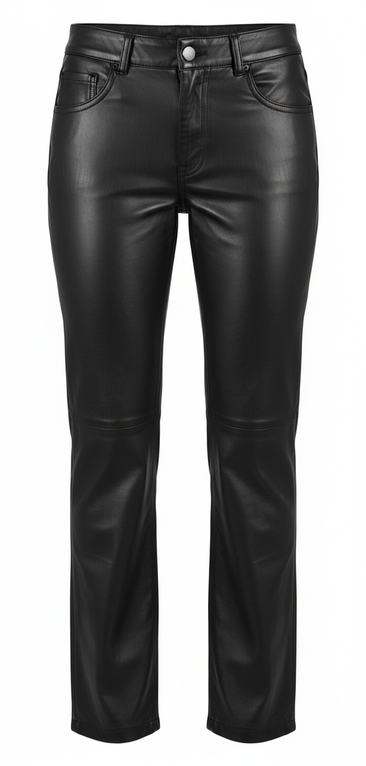 Pantalon en cuir à jambes droites, couleurs variées