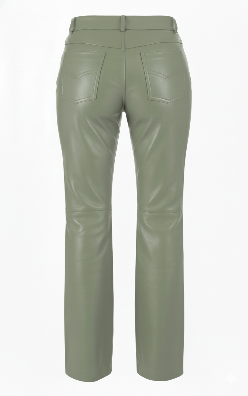 Pantalon en cuir à jambes droites, couleurs variées