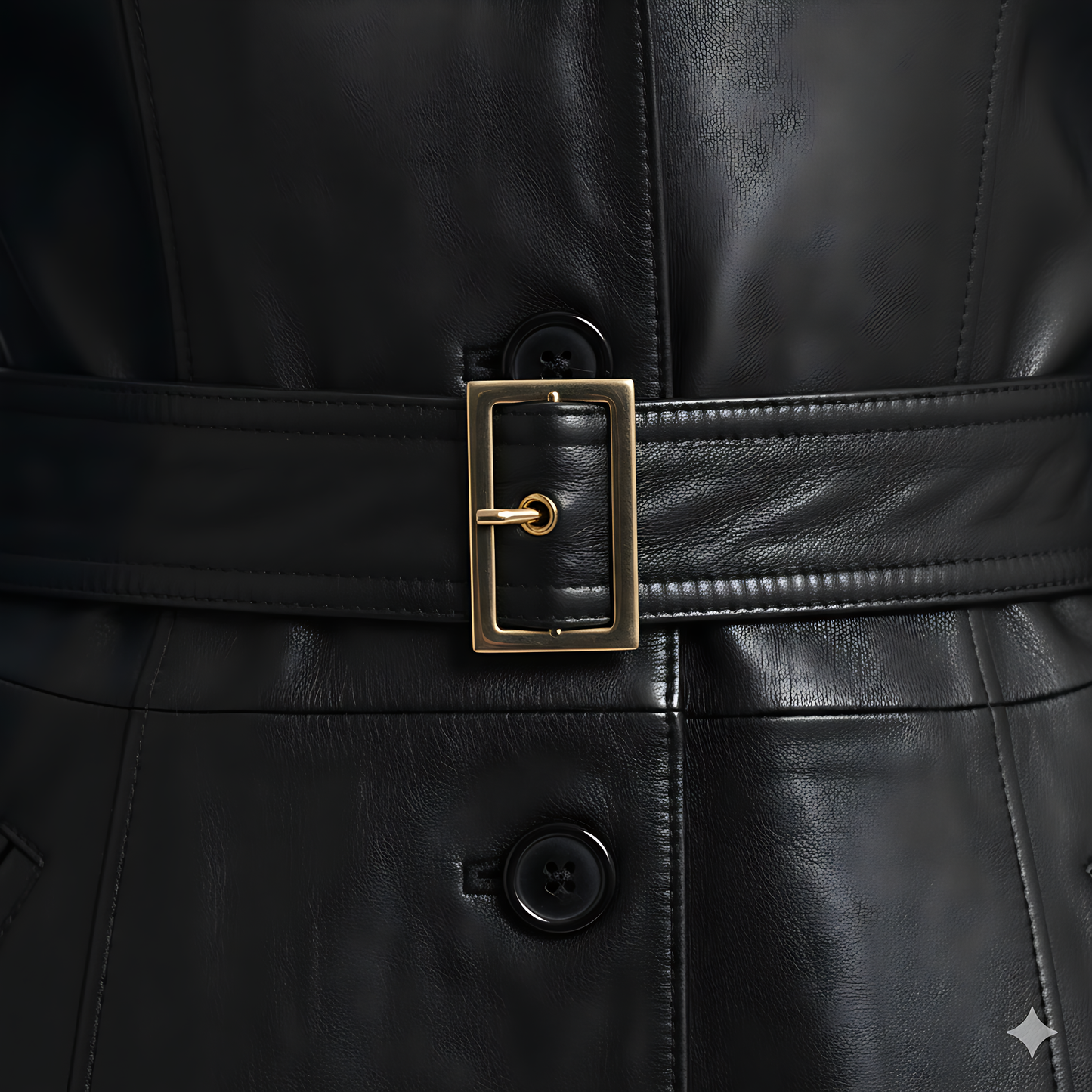 Carmen Trench-coat en cuir noir Marrakchi