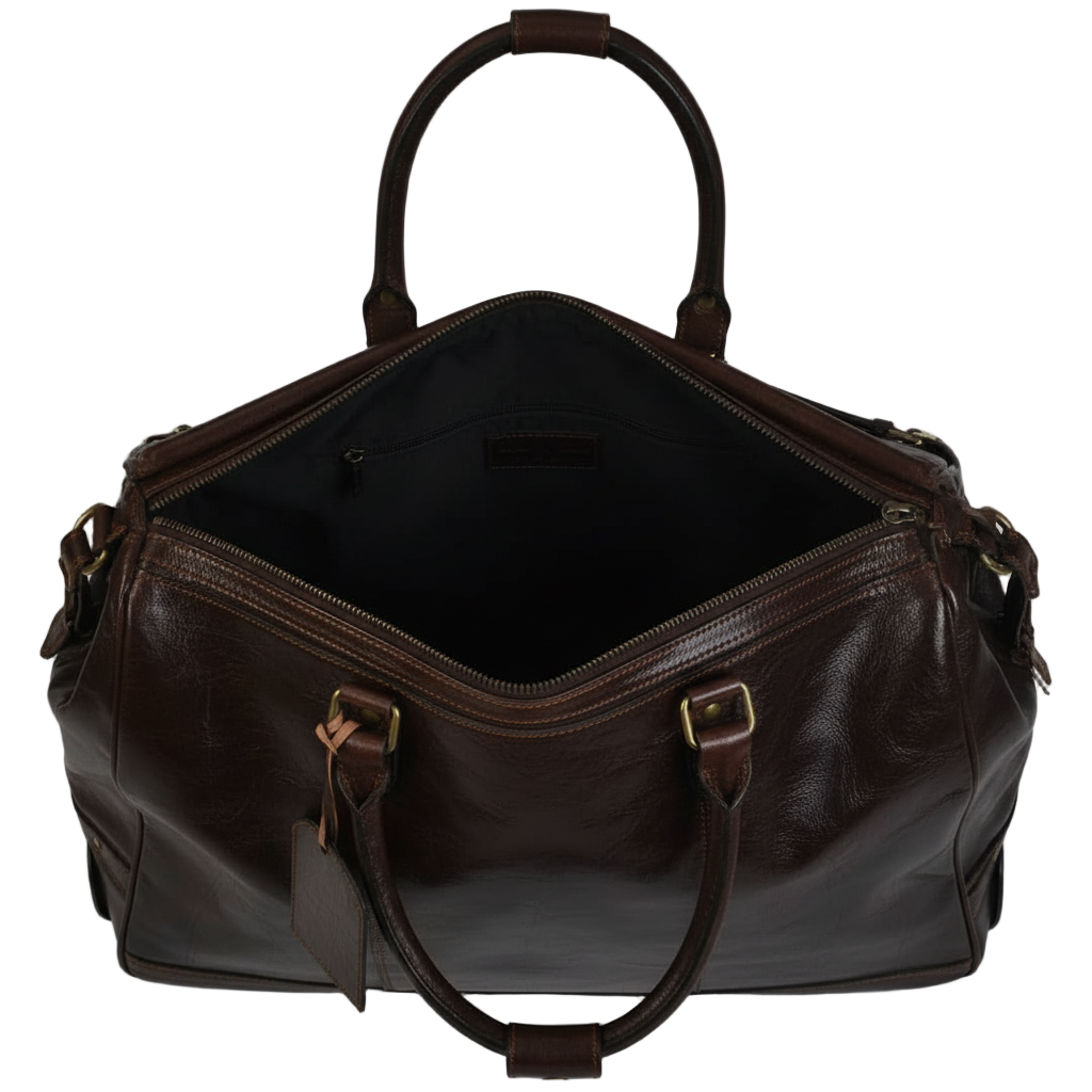 Sac de voyage en cuir véritable marron foncé Marrakchi