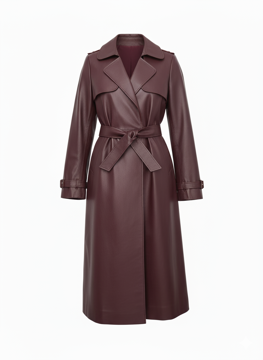 Manteau long en cuir Lyora - sur mesures