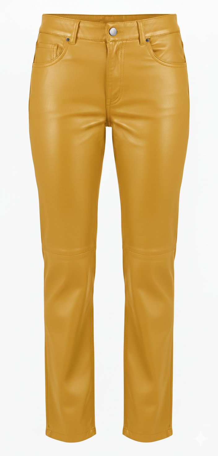 Pantalon en cuir à jambes droites, couleurs variées