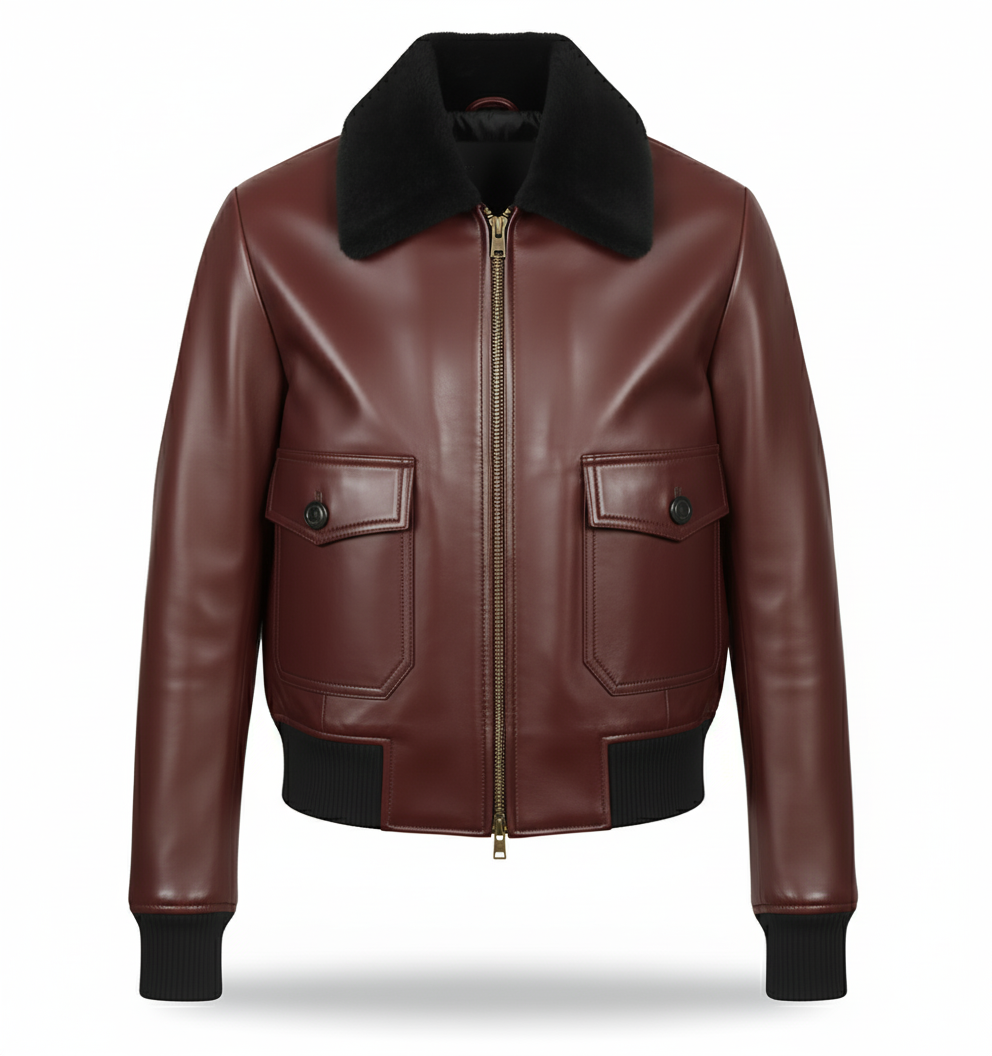 Veste bomber en cuir Ambre B19