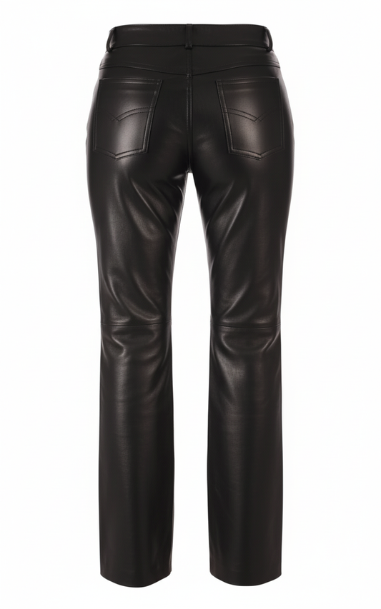 Pantalon en cuir à jambes droites, couleurs variées