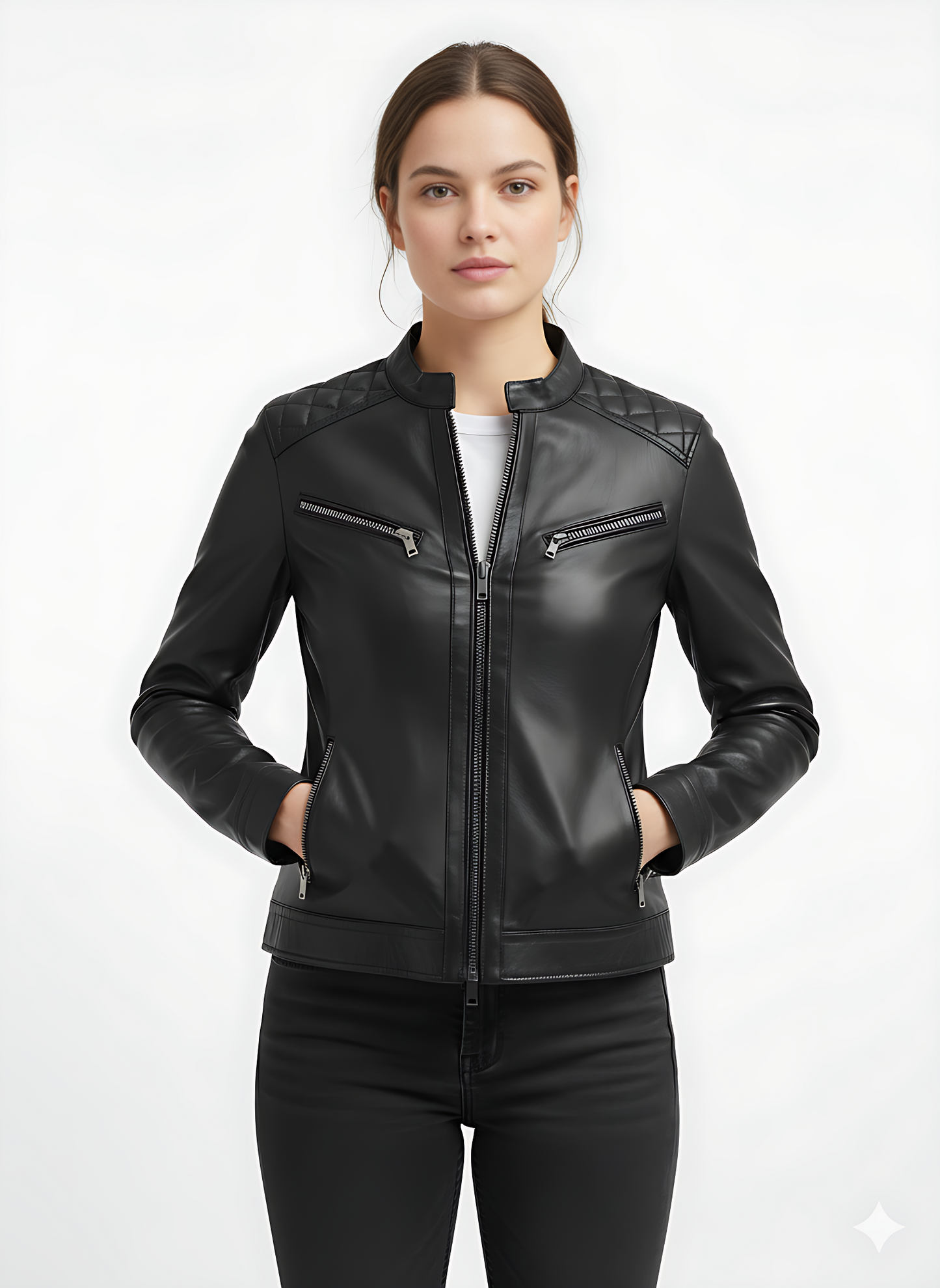 Women’s Leather Biker Jacket – “Frida”
