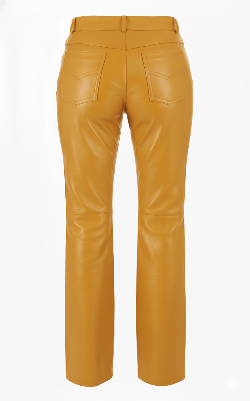 Pantalon en cuir à jambes droites, couleurs variées