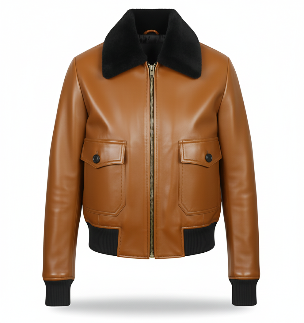 Veste bomber en cuir Ambre B19