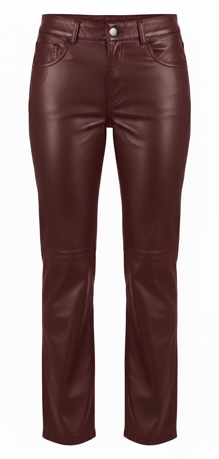 Pantalon en cuir à jambes droites, couleurs variées